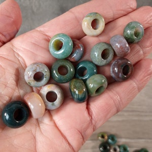 Moss Pi Stone 14 mm Donut Large Hole Bead J1