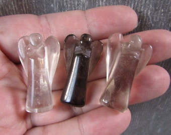 Smoky Quartz Brazilian Angel 1.25 inch + Figurine F59