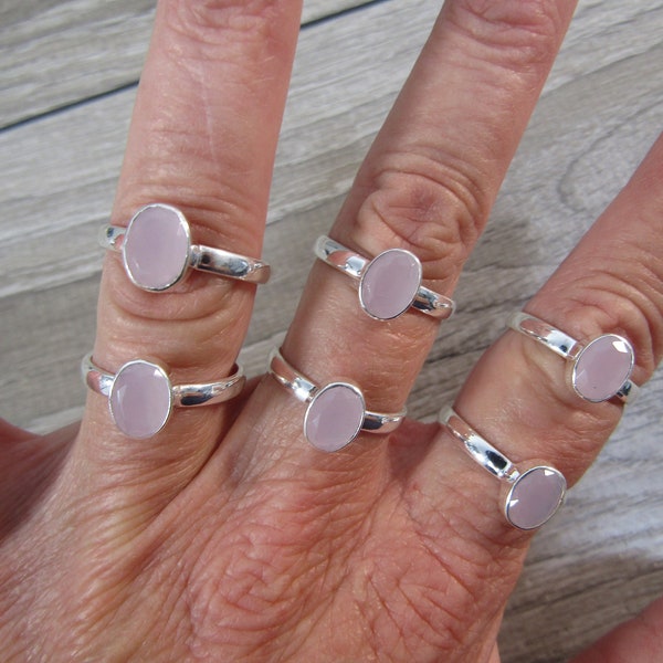 Rose Quartz Sterling Silver Faceted Ring Z76