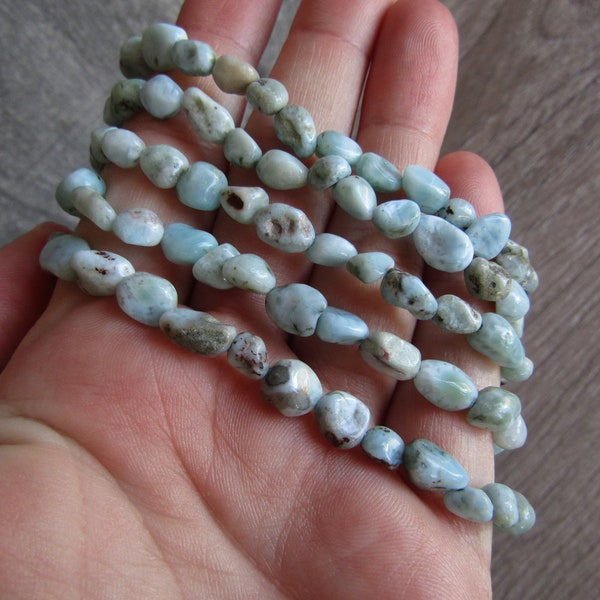 Larimar Stretchy String Oval Bracelet G49