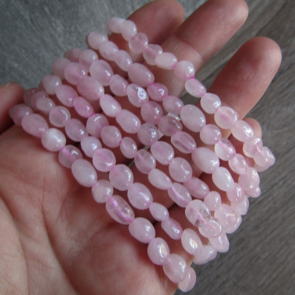 Rose Quartz Stretchy String Oval Bracelet G246