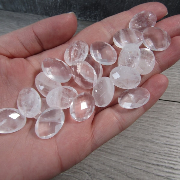 Clear Quartz Small Faceted Oval J15