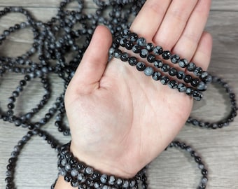 Snowflake Obsidian 6 mm Round Bracelet Stretchy String 128