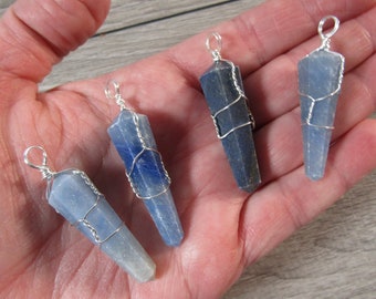 Blue Quartz Wire Wrapped Pendant P5