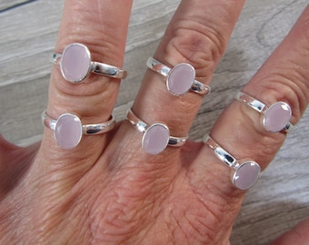 Rose Quartz Sterling Silver Faceted Ring Z76