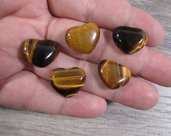 Tiger's Eye 18 mm Heart Shaped Stone with Flat Back K268