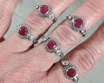 Ruby Sterling Silver Hippie Basics Ring