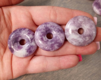 Lepidolite 30 mm Pi Stone Donut 10 mm thick Crystal