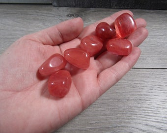 Cherry Quartz 3/4 inch + Tumbled Stone T472