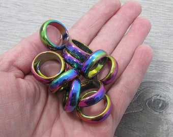 SET of 10 Rainbow Hematite Rings 21-22 mm Size 7 Approx M164