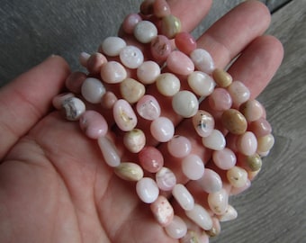 Pink Opal Stretchy String Oval Bracelet G19