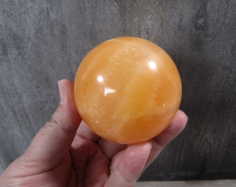 Orange Calcite Sphere 15.5 oz 67 mm #8256 cc