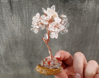 Clear Quartz Copper Tree with Agate Base M139