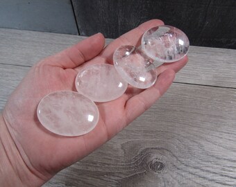 Clear Quartz Flat Oval Palm Stone E65