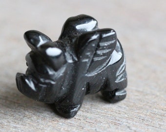 Obsidian Stone Flying Pig Figurine F302