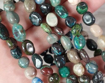 Chrysocolla, Cuprite Inclusions Stretchy String Oval Bracelet 273