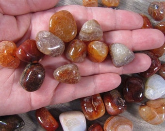 Fire Agate Tumbled Stone 0.5 inch + Crystal