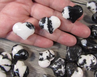 Zebra Jasper Heart Puffy Shaped 25 mm Crystal