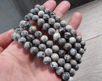 Wavy Lace Jasper Bracelet 8 mm Round for Layering and Stacking 328