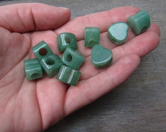 Aventurine Heart 14 by 14 mm Bead Large Hole J52