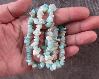 Amazonite Bracelet Stretchy String with Chip Crystals 342