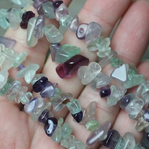 Fluorite Stretchy String Chip Bracelet G110