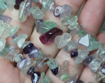 Fluorite Stretchy String Chip Bracelet 341