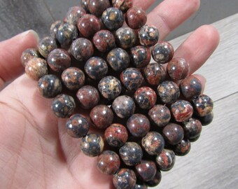 Leopardskin Jasper Bracelet 10 mm Round Crystal