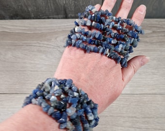 Blue Quartz Beaded Crystal Chips on Longer Stretchy String 452