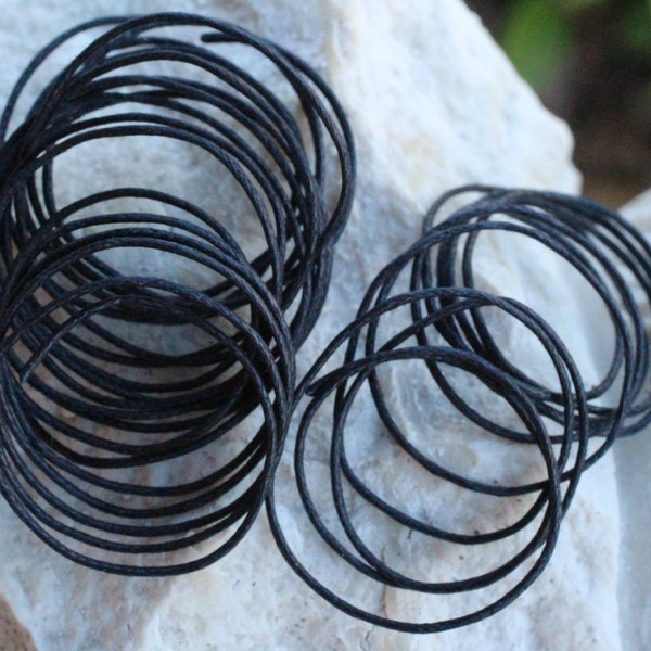 1 mm Waxed Black Cotton Cord for Necklace WD1