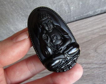 Obsidian Buddha Stone Figurine Fig 184