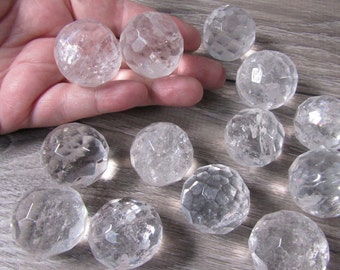 Clear Quartz Sphere 1 inch + Faceted S3