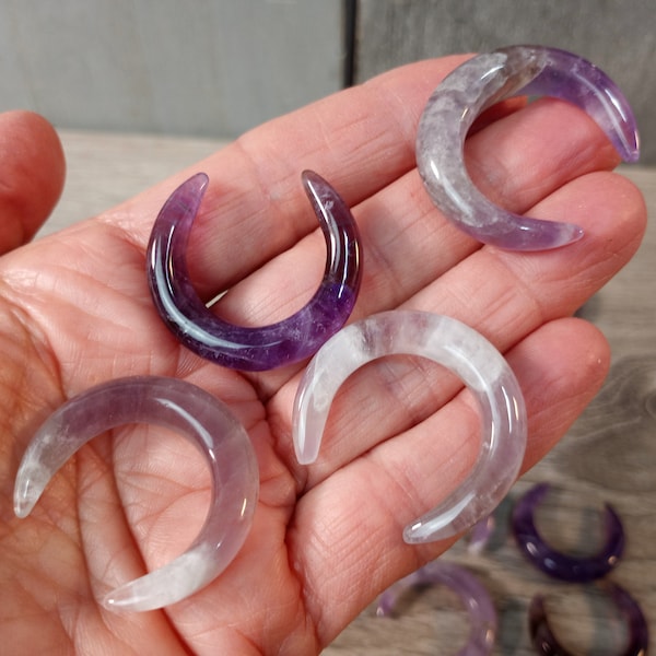 Amethyst Moon Crescent 1 inch +  Shaped Stone M24