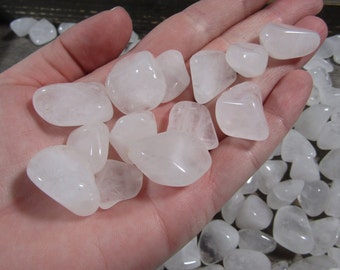Snow Quartz Tumbled Stone 0.75 inch + Crystal