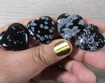 Snowflake Obsidian Flat 25 mm Heart K436