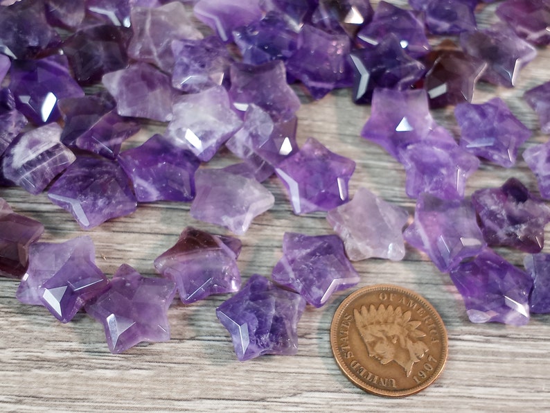 Amethyst Star Crystal Faceted Bead approx. 13 x 14 x 6.5 mm F250 image 9