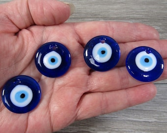 Round Glass Evil Eye Focal Bead 1 inch M147