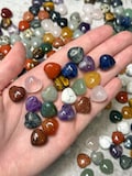 Small 15mm Gemstone Puffy Heart - Hand Polished Crystal Pocket Hearts Assorted Stones Gift