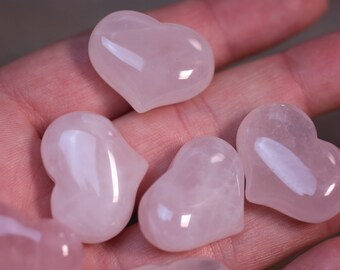 SET of 10 Rose Quartz Puffy Shaped 25 mm Heart K346