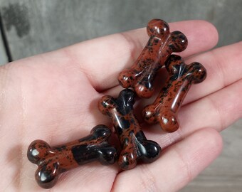 Mahogany Obsidian Dog Bone 1 inch approx Figurine Shaped Crystal