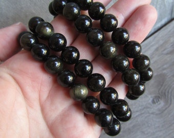 Sheen Obsidian Bracelet 10 mm Round Yoga Style Jewelry 399