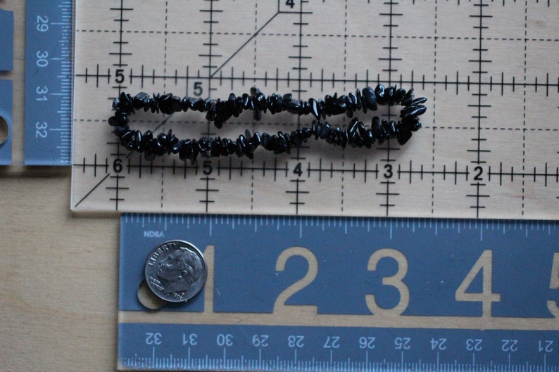 Black Tourmaline Stretchy String Chip Bracelet G134 | Etsy