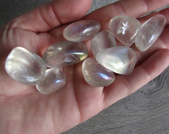 Angel Aura Quartz Tumbled Stone 1 inch + Crystal