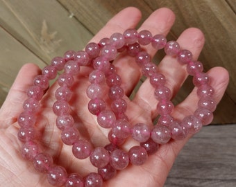 Strawberry Quartz Stretchy String 8 mm Round Bracelet 148