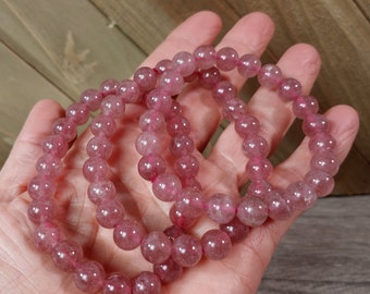 Strawberry Quartz Stretchy String 8 mm Round Bracelet G373