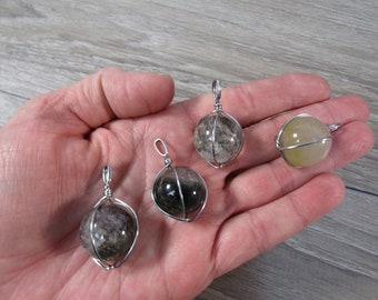 Chlorite Shaman Quartz 19 mm Silver Wire Wrap Pendant 441
