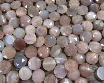 Moonstone Small Faceted Round 8 mm by 3.5 mm thick Crystal J140