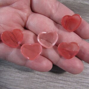 Cherry Quartz Small 17 mm Heart Stone with Flat Back K257 image 9