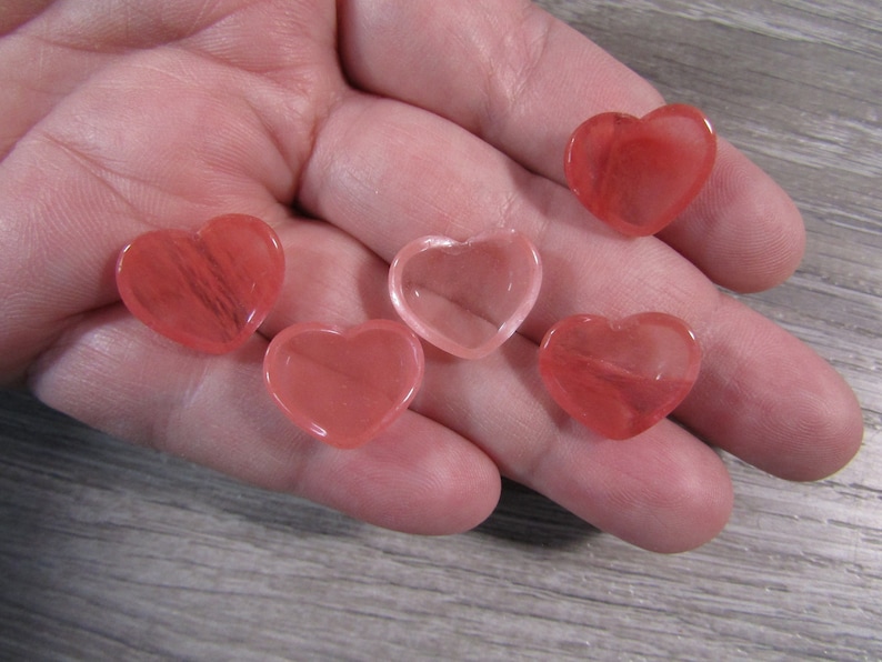 Cherry Quartz Small 17 mm Heart Stone with Flat Back K257 image 9