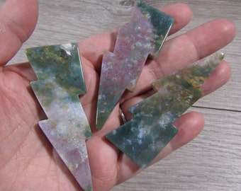 Moss Agate Lightning Bolt Larger Shaped Stone